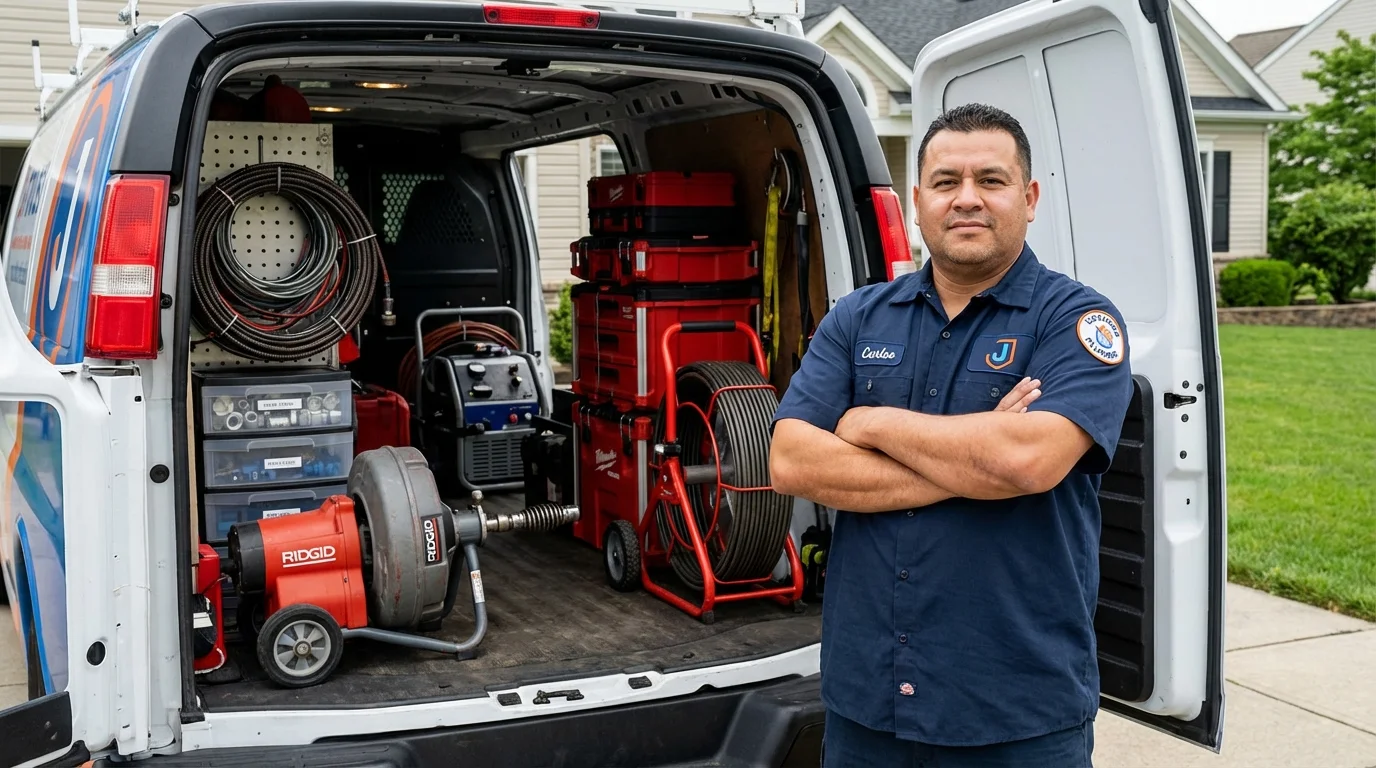 Professional drain cleaning equipment and Johns Plumbing LLC plumber in Citra