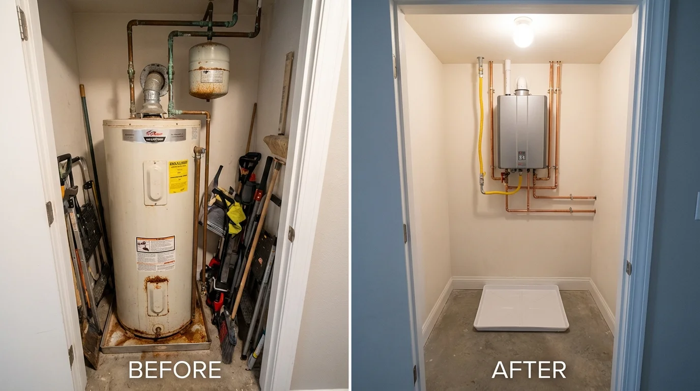 Tank water heater versus wall-mounted tankless unit comparison for Citra, FL homeowners